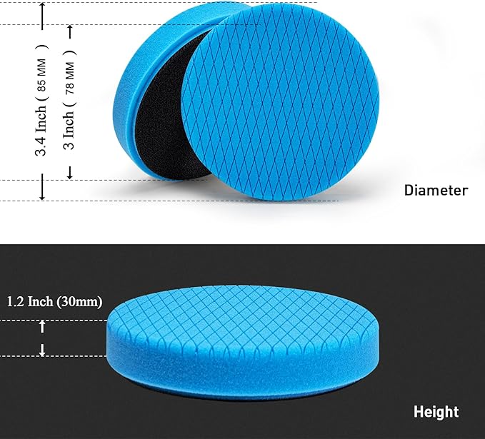 Autolock 3" Buffing Polishing Pads, 6Pcs 3.5 Inch 85mm Face for 3 Inch Backing Plate, Compound Buffing Sponge and Woolen Pads, Cutting Polishing Pad Kit for Car Buffer Compounding, Polish and Wax