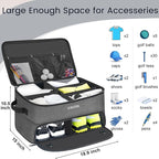 YOREPEK 2 Layer Golf Trunk Organizer, Golf Gifts for Men with Separate Ventilated Compartment for 2 Pair Shoes, Waterproof Car Trunk Locker for Balls, Tees, Clothes, Gloves, Gifts for Golfers
