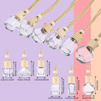 Patelai 12 Pcs 8ml Hanging Car Air Freshener Perfume Bottle Empty Clear Glass Essential Diffuser Oil Aromatherapy Fragrance Perfume Pendant Glass Bottle Decor(Assorted Style)