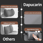 Car Headrest Pillow 100% Memory Foam, Breathable Removable Leather Cover, Premium Seat Support Head Neck Cushion for Driving Travel Home Office, Gray, 2 Pack