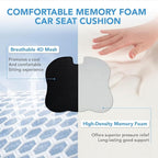 Car Seat Cushion, Comfort Memory Foam Car Cushions for Driving (Black)