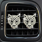 2 Pcs Silver Bling Leopard Air Vent Clips, Crystal Car Air Fresheners Vent Clips Diffuser Vent Clip Rhinestone Leopard Decoration Car Interior Decor Bling Accessories, Automotive Air Fresheners