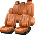 Coverado Seat Covers, Car Seat Covers Full Set, Leather Seat Covers for Cars, Car Seat Protector, Orange Car Seat Covers Front Seats and Back Seats Universal Fit for Most Cars