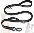 Dog Leash Heavy Duty - 4-6FT Long Leash Strong Shock Tactical Tug Leashes, Dog Seat Belt for Car with 2 Padded Handles, Reflective Rope Lead for Medium L X-Large Dogs Walking Running Training (Black)