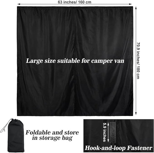 71 x 63 Van Privacy Curtain in Cab or Rear Light Blocking Cab Divider Curtains Campervan Kit for Van RV Truck for Travel Nap Camping
