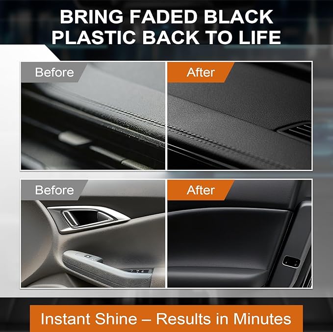 Plastic Restorer for Car Trim – 4oz Restores Faded Black Plastic, Vinyl & Rubber with Long-Lasting Shine & UV Protection – Interior & Exterior Car Plastic Restorer, Black Trim Restorer