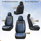 Coverado Leather Seat Covers, Car Seat Covers Full Set, Waterproof Faux Leather Black and Blue Seat Covers, Car Seat Protectors 5 Seats, Automotive Seat Covers Universal Fit for Most Cars SUV Trucks