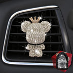 Bling Cute Diamond Bear Air Vent Clips Car Accessories,Shiny Crystal Bear Car Air Freshener Vent Clip,Rhinestone Car Decor Glitter Car Interior Interior Decoration，Holiday Gift for Boys Girls Friends Family (Silver 1 x Bear， 2 x Cute bling Hook)