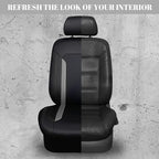 CAR PASS Universal Leather Car Seat Covers Full Set, Waterproof Durable PU, Airbag SRS, 2zipper in Rear, Faux Leather Seat Covers 5 Seats Fit for SUV Pick-up Truck Vehicle Black with Grey