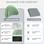 Skechers Lumbar Pillow Premium Memory Foam, Double-Layer-Office Chair Cushion for Tailbone Pain Relief,Butt Pillow for Office Chair,Car seat Cushion,Long Sitting Office Workers,and Car Drivers,Green