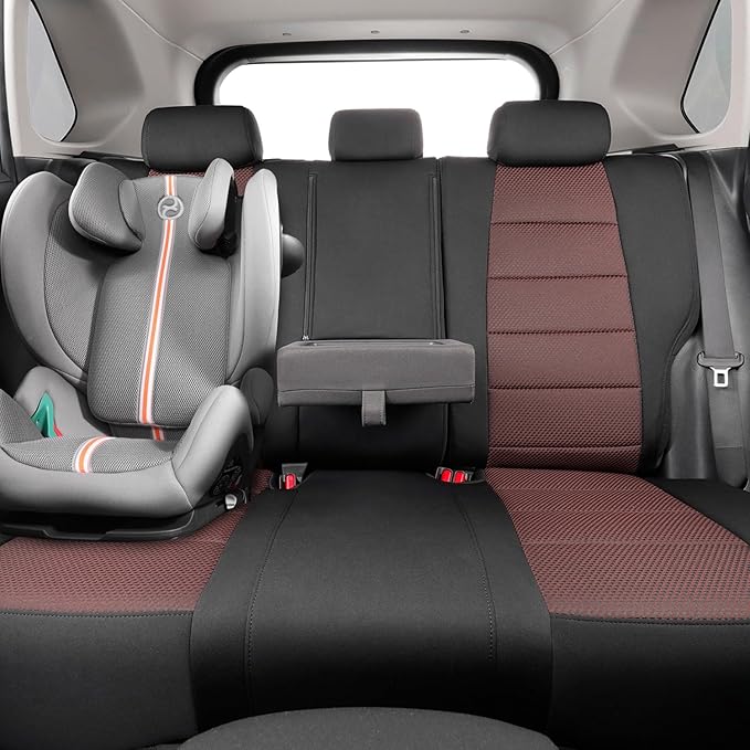 coverdream Rav4 Seat Covers Custom Fit for 2019-2024 2025 Toyota Rav4 LE,XLE,XLE Premium,Limited,Full Coverage Polyester Car Seat Protector(Full Set,Black & Wine)