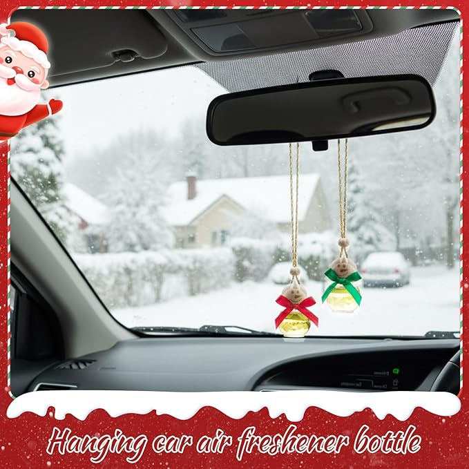 30 Pcs 30 Pcs Winter Car Diffuser Bottles Snowman Pumpkin Car Diffuser Winter Fall Hanging Empty Vehicle Air Freshener with Bow for Holiday Party Gift (Snowman)