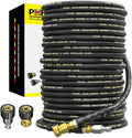 POHIR Power Washer Hose 100FT with 3/8'' Quick Connect, High Tensile Wire Braided Car Wash Water Hose with 2 Quick Connect Kits Compatible M22 14 mm, 1/4 Inch Hose for Pressure Washer, 4200 PSI