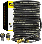 POHIR Power Washer Hose 100FT with 3/8'' Quick Connect, High Tensile Wire Braided Car Wash Water Hose with 2 Quick Connect Kits Compatible M22 14 mm, 1/4 Inch Hose for Pressure Washer, 4200 PSI