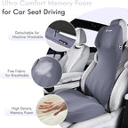 FLORICH Ergonomic Car Seat Cushion and 2-in-1 Lumbar Support Pillow Headrest Memory Foam Car Cushion Back Support Neck Pillow Driving Lumbar Seat Cushion for Truck Driver Sciatica Pain Relief, Blue