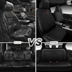 CAR PASS Quilting Faux Leather Seat Covers Full Set, Waterproof Deluxe Premium Seat Cover with 5mm Composite Sponge Inside, Airbag Compatible Auto Seat Cover Universal Fit for 95% Sedan SUV Van, Black