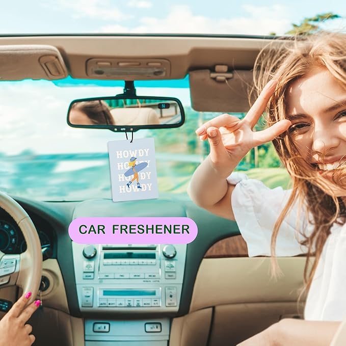 Cute Blue Coastal Cowgirl Car Air Freshener, Preppy Blue Coastal Summer Beach Air Freshener Hanging 3 Pcs for Cars Closet Drawer or Books, Western Beach Car Accessories Mirror Decor for Women