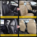 AOMSAZTO Car Seat Covers,2 Front Seats Custom Fit for Ford Mustang 2007-2022 Faux Leather Automotive Cushion Covers Seat Protector,Airbag Compatible Waterproof Beige