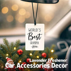 World's Best Grandma Gifts Car Air Freshener Hanging 3 Pack, Grandmother Christmas Car Accessories Gifts for Grandma Women Holiday, Rustic Scent Card Lavender for Closet Drawer Bathroom Decor