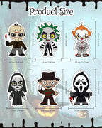 Car Air Freshener Hanging, 6Pcs Horror Figures Halloween Tree Decorations, Horror Movie Gifts, Halloween Air Freshener Car Decor, Scented Rearview Mirror Pendant, Halloween Gifts for Men Women