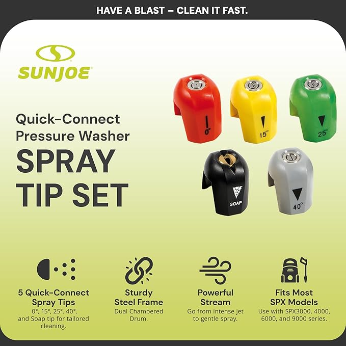 Sun Joe SPX3000-TPS Electric Pressure Washer Quick-Connect Spray 5-Tip Set (2 Pack)