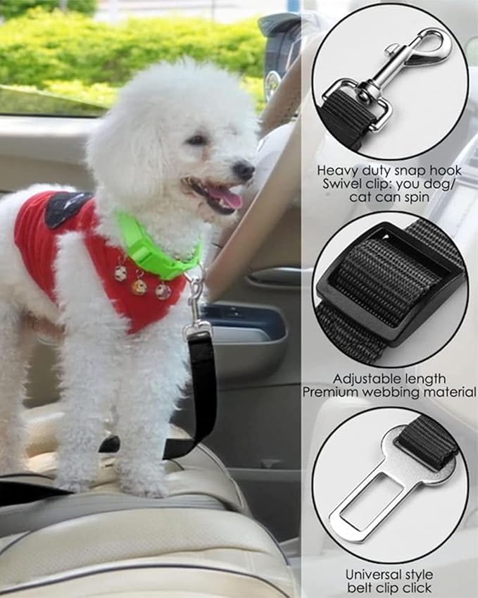 Dog Seat Belts 2 Pack Dog Car Seat Belts Adjustable Seat Belt for Car, Dog Seatbelt, Seat Belt for Dogs in Car Pet Seat Belts for Dogs, Cats and Pets(Black Pink)