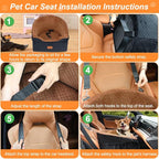 Vivifying Dog Car Seat for Small & Medium Dogs, Detachable & Washable Booster Seat for Pets Up to 30lbs, Travel Bed with Storage Pockets and Safety Belt – Brown&Black