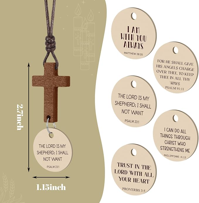 Sivak 5 Pcs Cross Car Air Fresheners Christian Cross Hanging Gift for Driver Daily Bible Car Mirror Rearview Decor Accessories Religious Scented Church Sunday School Gift(Round)