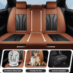 Fit Kicks Car Seat Covers Premium Leather Compatible with Nissan Kicks 2018 2019-2026 (5 Seats Full Set Waterproof Breathable All-Weather Seat Cushion Protector（5 Seats Brown & Black)