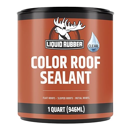 Liquid Rubber Color Roof Sealant- Elastomeric Waterproof Small Repair Coating for Flat, Low-Slope & Metal Roofs, Flexible UV-Stable Membrane, Clear, 1 Quart