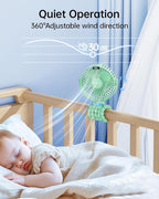SWEETFULL Portable Stroller Fan with LED Display, 4 Speed Rechargeable Mini Clip On Fan, 360° Rotate Flexible Tripod Better Cooling Small Baby Fan for Car Seat Crib Travel Bike Treadmill (Green)