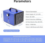 ONAMOR Ozone Generator 80000mg, Ozone Machine Odor Removal, Ozone Ionizer Deodorizer, High Efficiency Ozone Odor Eliminator for Home, Car, Smoke, Basement and Pet Room, Blue