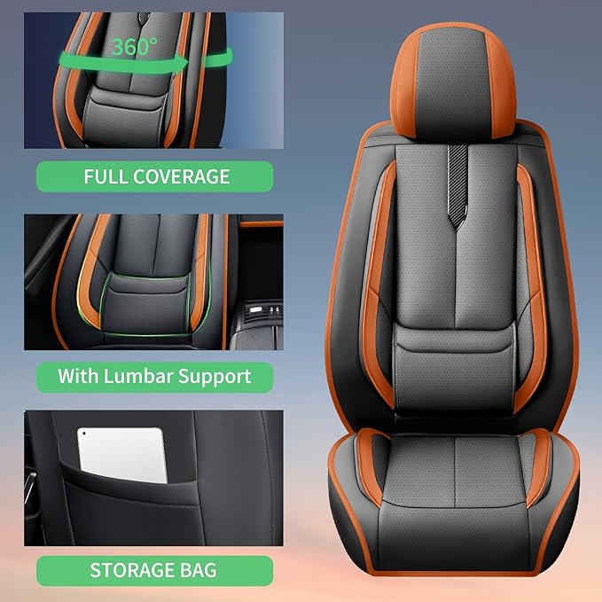 Fit Impreza Car Seat Covers for Subaru Impreza 2004-2024 2025 2026 -Upgraded Premium Waterproof & Breathable Leather,Airbag Compatible,All-Weather Seat Cushion Protector,2 Front/Black-Brown