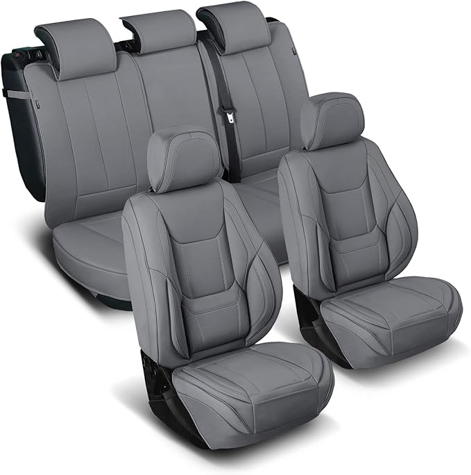 Coverland Custom Fit Car Seat Covers for SUV Compatible with [Q2, X5 M, Seltos, Arona, Ateca, Grand Vitara] Premium Waterproof Non-Slip Interior Seat Protector [Full Set Dark Gray - Size Chart X56]