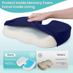 Office Chair Seat Cushion, Cooling Gel Enhanced Memory Foam Cushion for Long Sitting - Back, Sciatica, Coccyx, Tailbone Pain Relief Pillow - for Office, Gaming, Car, Wheelchair - Blue, X-Large