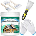 1Kg/35.3Fl.oz Invisible Waterproof Agent Indoor&Outdoor Waterproof Coating Set Transparent Liquid Sealant with Wooden Brush Resistant Work Gloves Putty Shovel Cut
