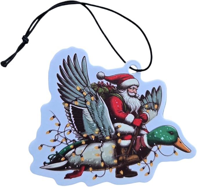 ThatsRad Car Air Freshener Duck Fly Fishing Fish Hunting Stocking Stuffer (One Size, Santa Duck Sleigh)