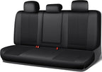 CAR PASS Back Car Seat Covers, Water Resistant Nappa Leather Rear Bench Seat Cover Universal Fit for Cars, SUVs, Vans, Trucks, Automotive Backseat (Rear, Black)