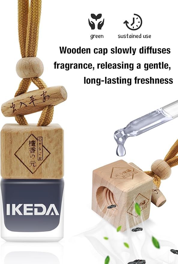 Ikeda Car Air Freshener: Hanging Car Smell Air Freshener | 10ml Hanging Car Perfume | Long Lasting Fragrance | Strong Scents Diffuser for Auto Home (Dark night|Square)