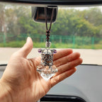 Car Air Freshener Diffuser Hanging Ornament, Diamond-Shaped Empty Crystal Bottle Car Mirror Hanging Accessories, Elegant Bottle Pendant with Wooden Caps Rear View Mirror Accessories