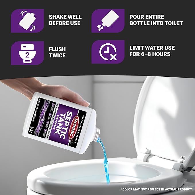 Roebic K-37-Q Septic Tank Treatment: Removes Clogs, Environmentally Friendly Bacteria Enzymes, Safe for Toilets, 32 Fl Oz - Lasts 1 Year, 32 Ounces