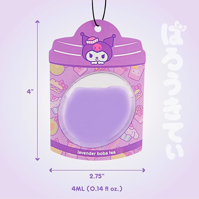 Hello Kitty and Friends Car Air Freshener (Kuromi - Lavender Boba Tea) Hanging Gel Area Deodorizer, Long-Lasting Car Scents Air Freshener, Cute Automotive Sanrio Accessories Decor, 2-Pack