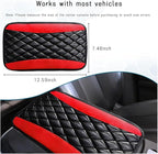 Car Center Console Cushion Pad, Universal Leather Waterproof Armrest Seat Box Cover, Comfortable Auto Armrest Cover Protector, Car Interior Decor Accessories for Most Vehicles (Black & Red)