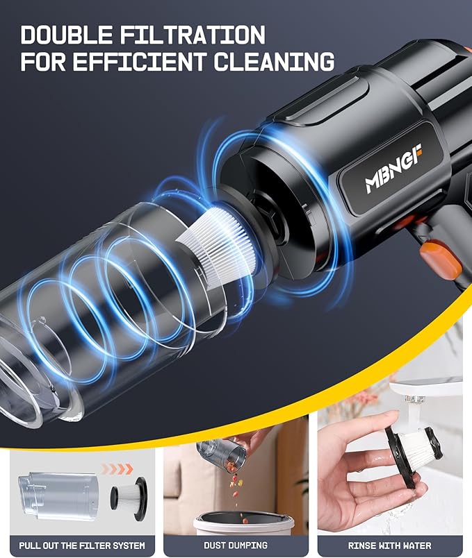 Car Vacuum Portable Cordless, 35000PA High Power Suction & Blower, Wireless Handheld Vacuum Cleaner for Car, Home, Office, Pet(Abyssal Black)