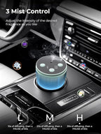 Battery Operated Waterless Diffuser – Portable Scent Machine for Car, Office & Bedroom, Ultrasonic Aroma Mist with 9 Color LED Light, Mini Essential Oil Diffuser Light Cyan