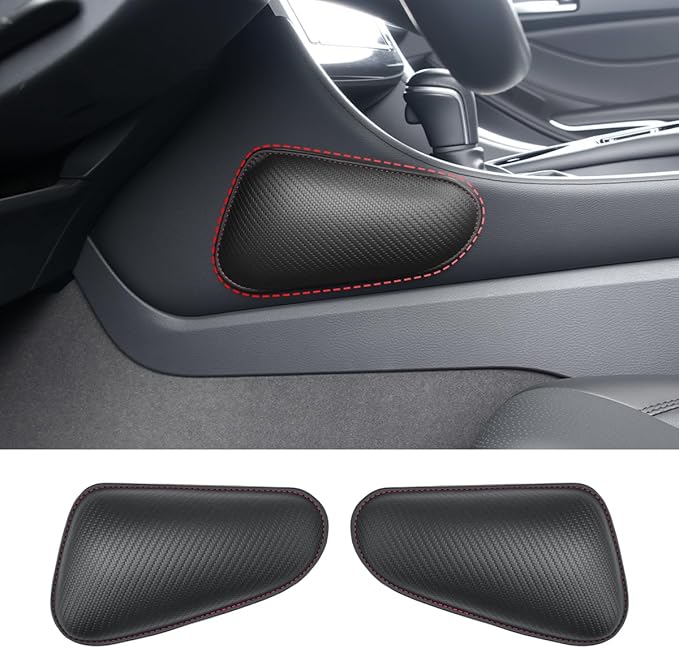 2PCS Car Knee Cushion Pad,Door Armrest Pad with Memory Foam for Knee Leg Elbow,Knife-Shaped Car Armrest Cushion with Full Coverage Velcro,Automotive Interior Accessories(Carbon Fiber)