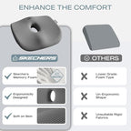 Skechers Seat Cushion Memory Foam,Donut Pillow Office Chair Cushion for Tailbone Pain Relief,Butt Pillow for Office Chair,Car seat Cushion,Long Sitting Office Workers,and Car Drivers,Grey