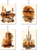 Western Cowboy Car Air Freshener 4 Pcs, Rustic Horse Cowboy Hat Boot Cactus Hanging Air Freshener for Cars, Closet, Drawer, Western - Style Car & Home Decor for Cowboy Lovers