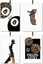 Trendy Retro Leopard Lucky 8 Ball Car Air Freshener 4 Pcs, Girly Cheetah Print Dice Hanging Air Freshener for Cars Closet Drawer Books, Girly Car Accessories Mirror Decor for Women