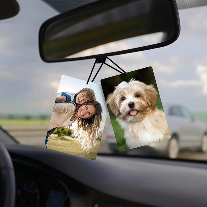 Custom Air Freshener for Car - Double Sided Photo Personalized Car Scents Air Freshener, Smell Air Fresheners With Picture for Wardrobe, Bathroom,Hanging Ornaments (Rectangle)